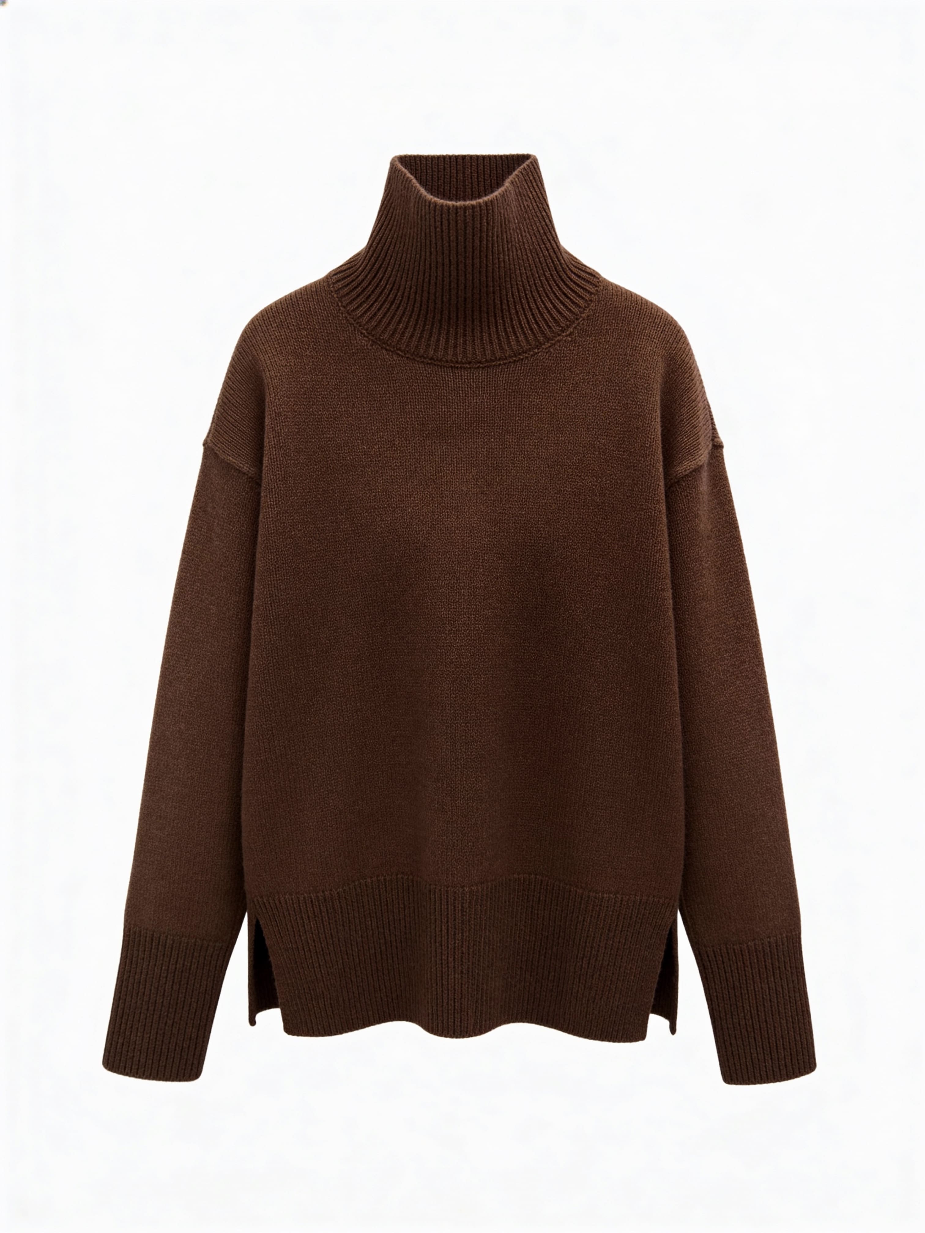 ВʼЯЗАНИЙ СВЕТР З КОМІРОМ MERIN КОЛЬОРУ CHOCO